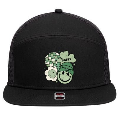 St Patricks Day Retro Smile Disco Party 7 Panel Mesh Trucker Snapback Hat