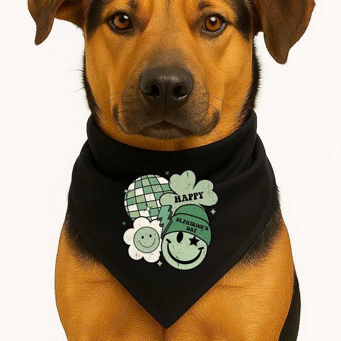 St Patricks Day Retro Smile Disco Party USA-Made Doggie Bandana