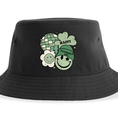 St Patricks Day Retro Smile Disco Party Sustainable Bucket Hat