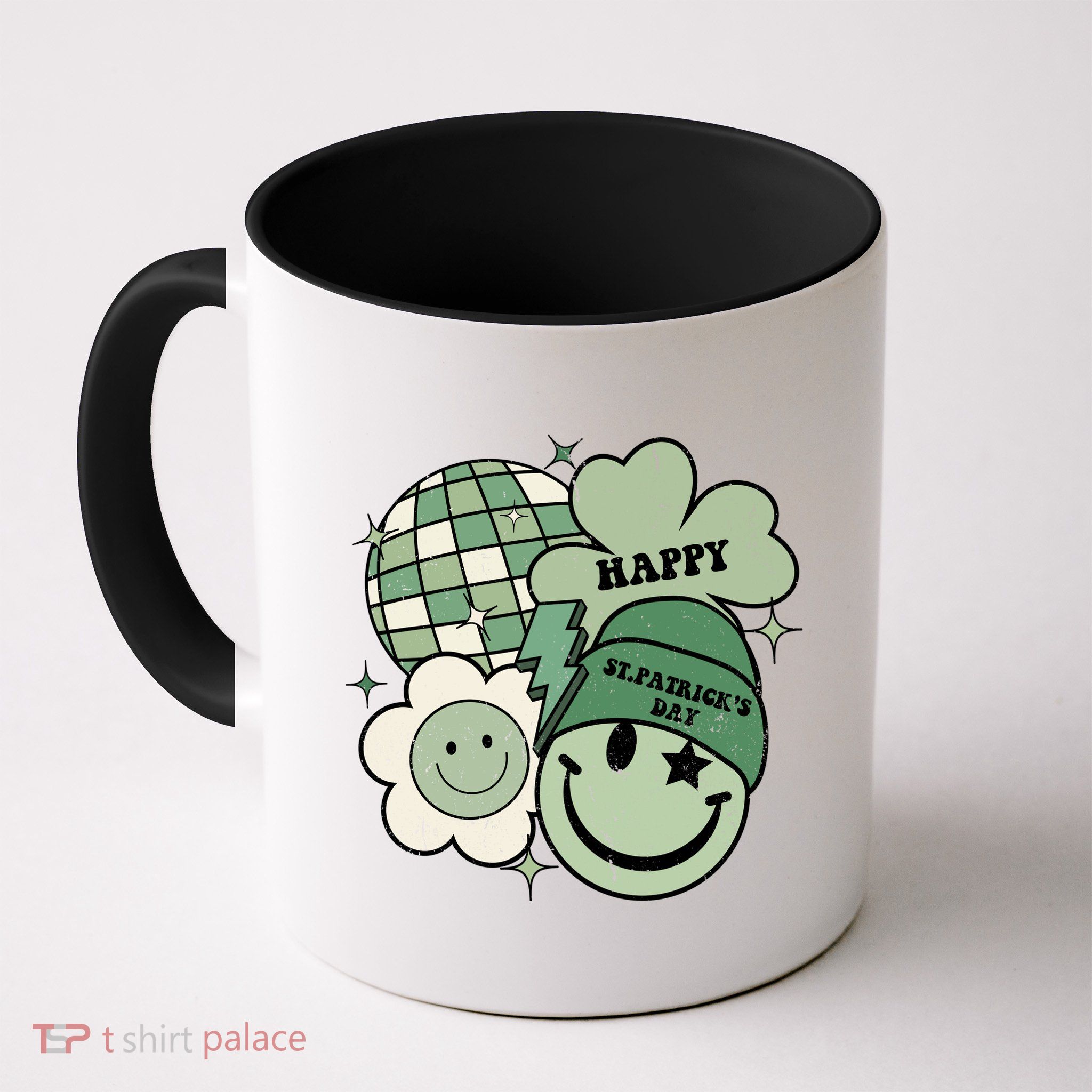 St Patricks Day Retro Smile Disco Party Coffee Mug