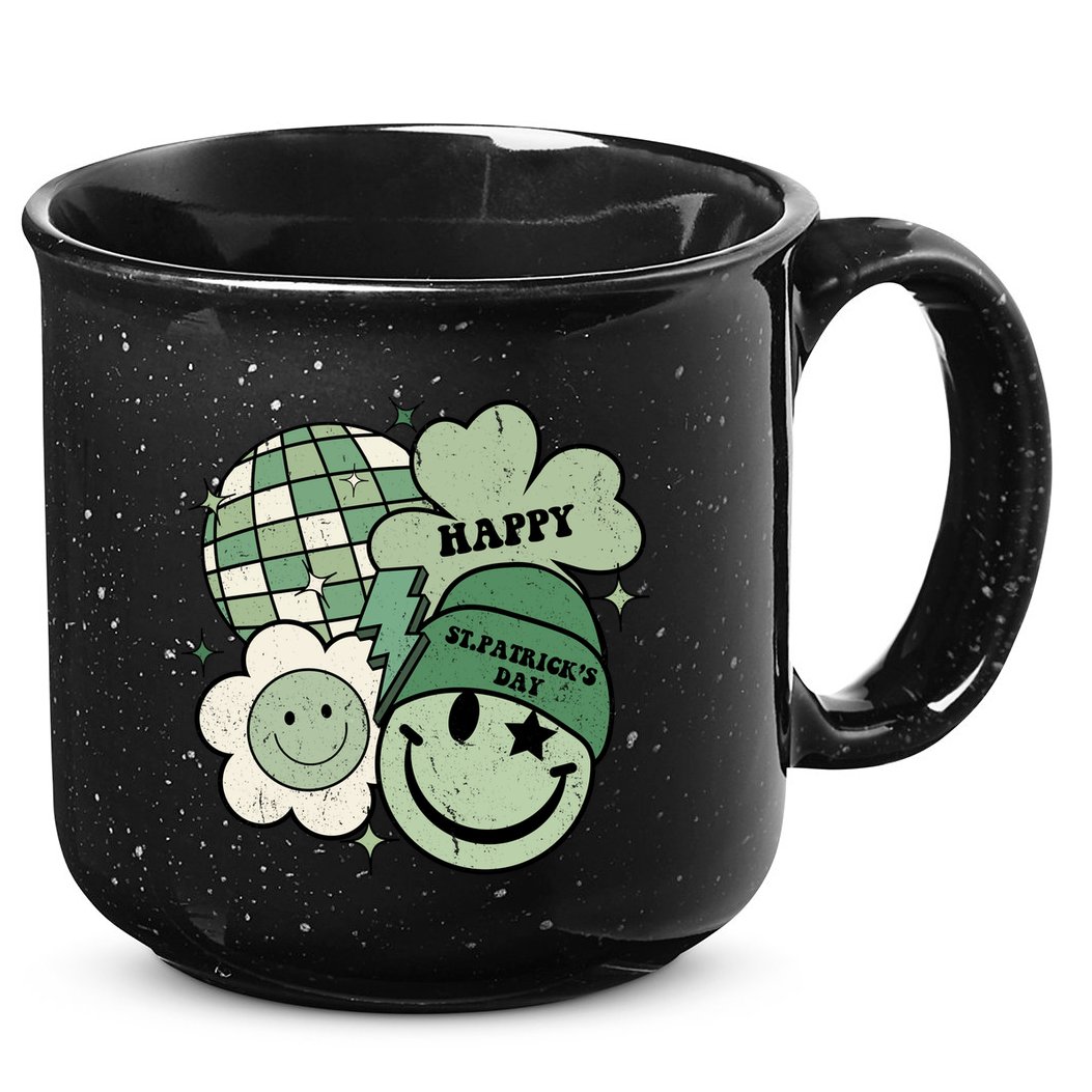 St Patricks Day Retro Smile Disco Party 15oz Campfire Ceramic Mug