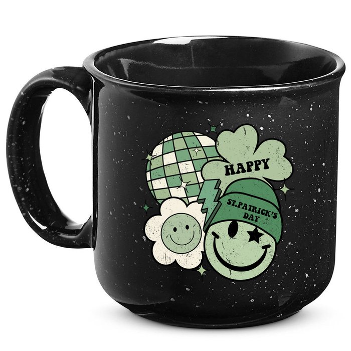St Patricks Day Retro Smile Disco Party 15oz Campfire Ceramic Mug