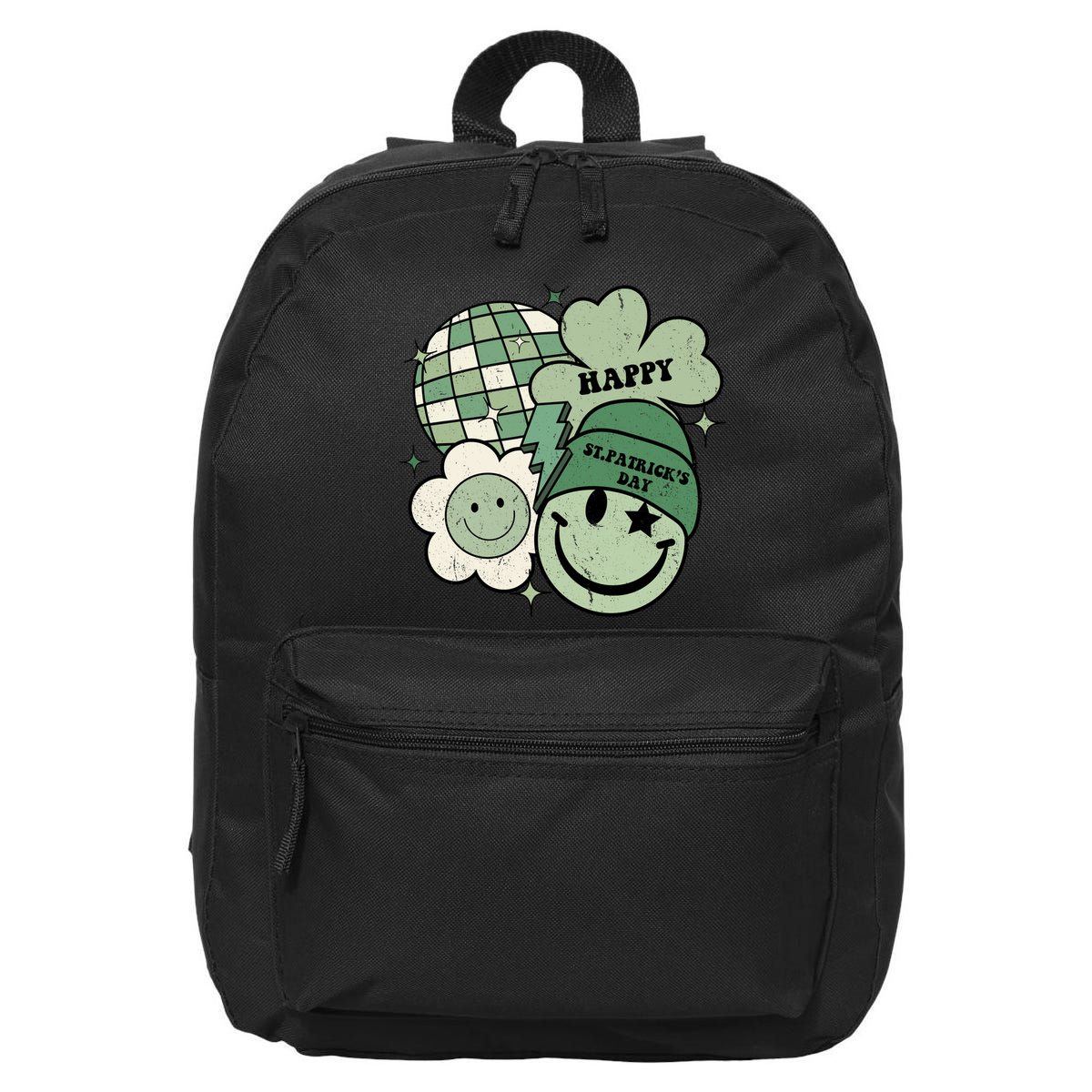 St Patricks Day Retro Smile Disco Party 16 in Basic Backpack