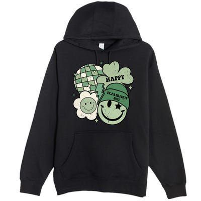 St Patricks Day Retro Smile Disco Party Premium Pullover Hoodie