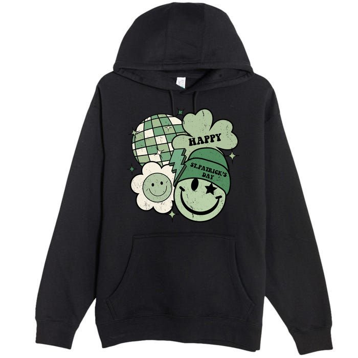 St Patricks Day Retro Smile Disco Party Premium Pullover Hoodie