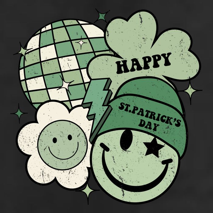 St Patricks Day Retro Smile Disco Party Premium Pullover Hoodie