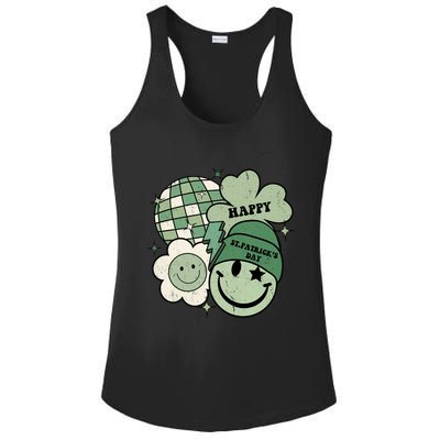 St Patricks Day Retro Smile Disco Party Ladies PosiCharge Competitor Racerback Tank