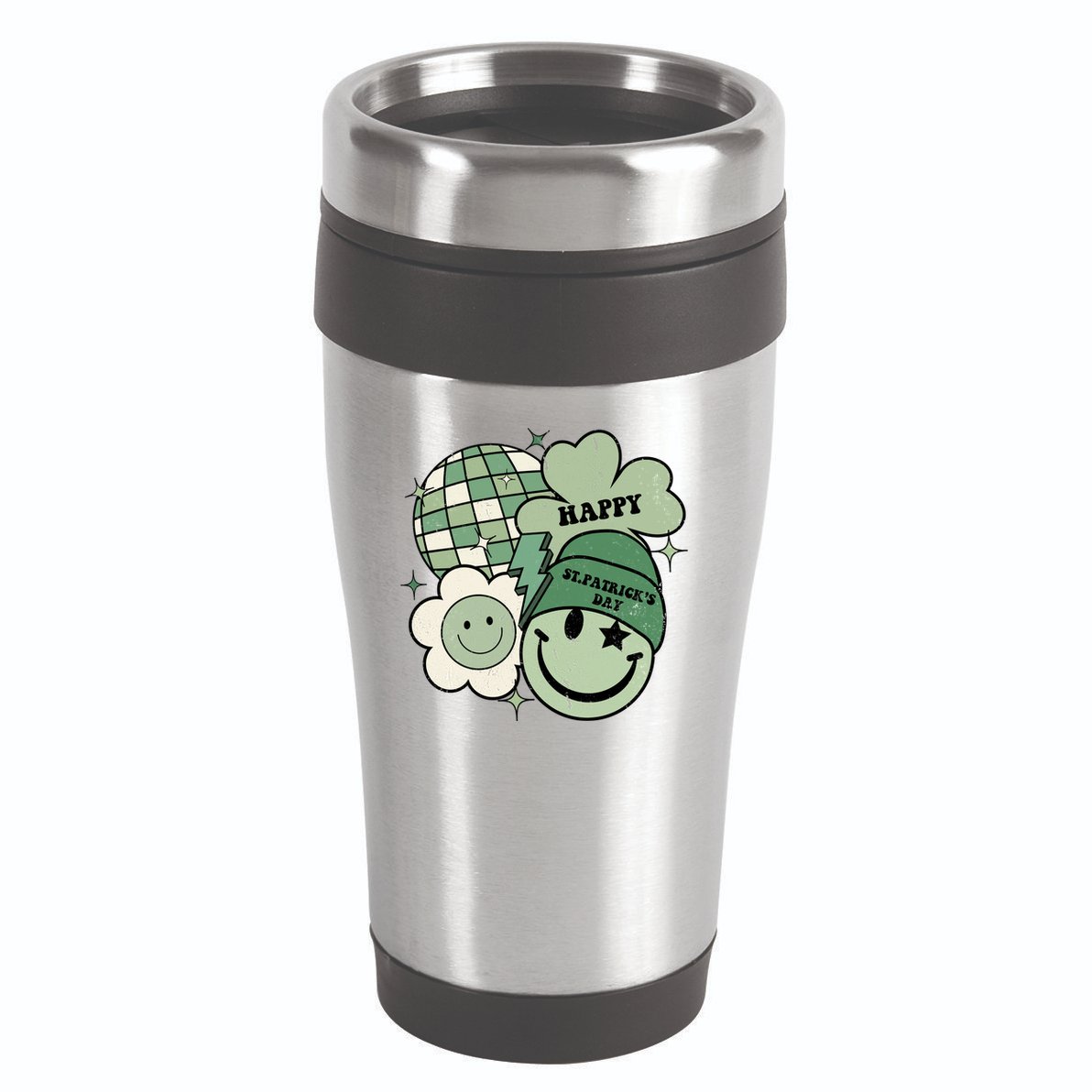 St Patricks Day Retro Smile Disco Party 16oz Travel Tumbler