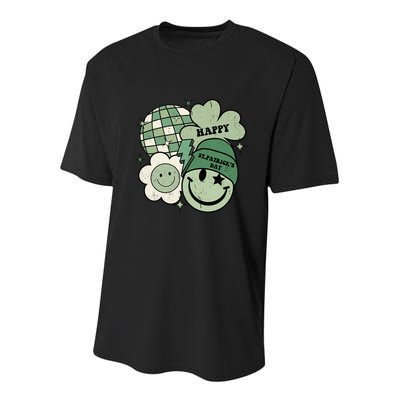 St Patricks Day Retro Smile Disco Party Youth Performance Sprint T-Shirt
