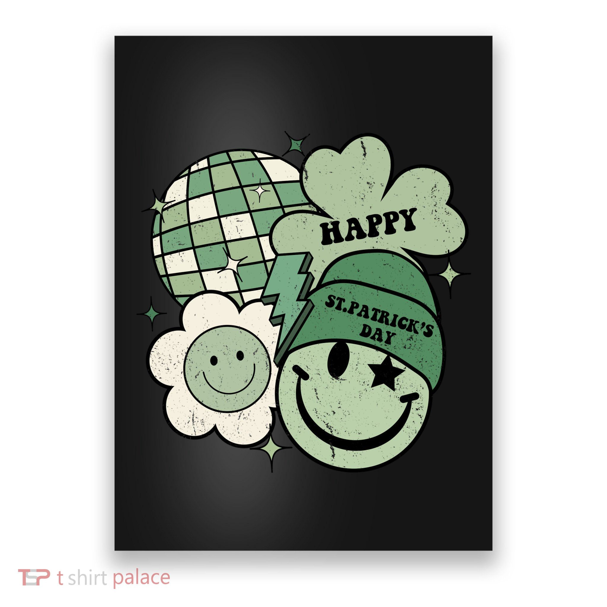 St Patricks Day Retro Smile Disco Party Poster