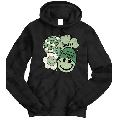 St Patricks Day Retro Smile Disco Party Tie Dye Hoodie