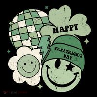 St Patricks Day Retro Smile Disco Party Tie Dye Hoodie