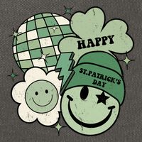 St Patricks Day Retro Smile Disco Party Cotton Canvas Backpack