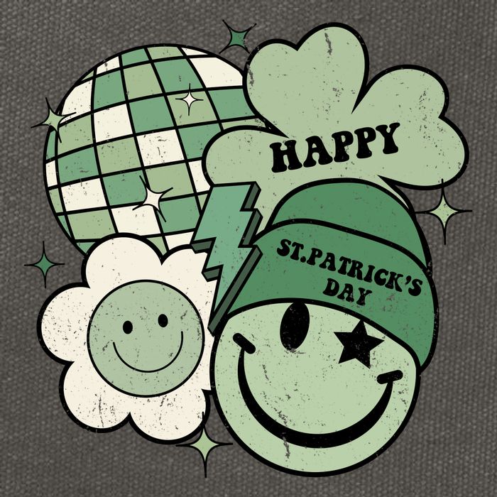 St Patricks Day Retro Smile Disco Party Cotton Canvas Backpack
