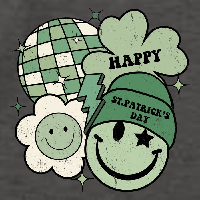St Patricks Day Retro Smile Disco Party Vector Backpack