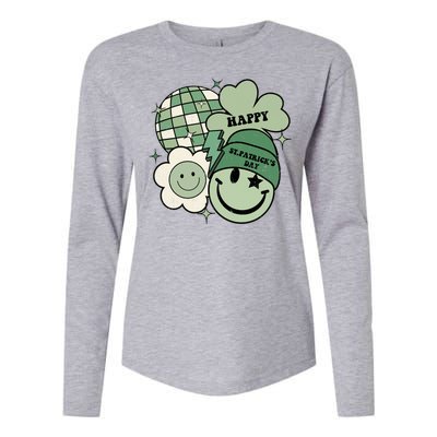 St Patricks Day Retro Smile Disco Party Womens Cotton Relaxed Long Sleeve T-Shirt