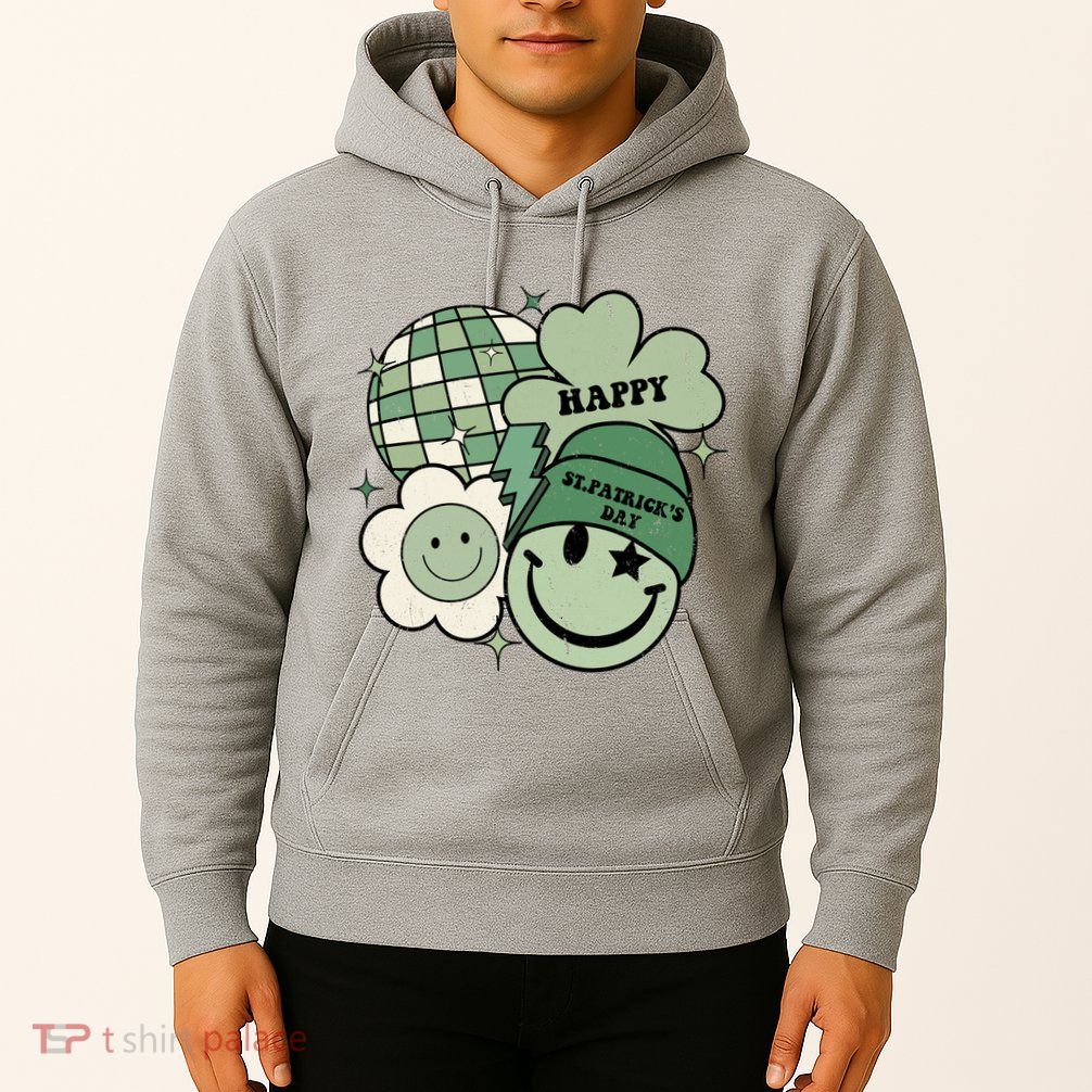 St Patricks Day Retro Smile Disco Party Hoodie