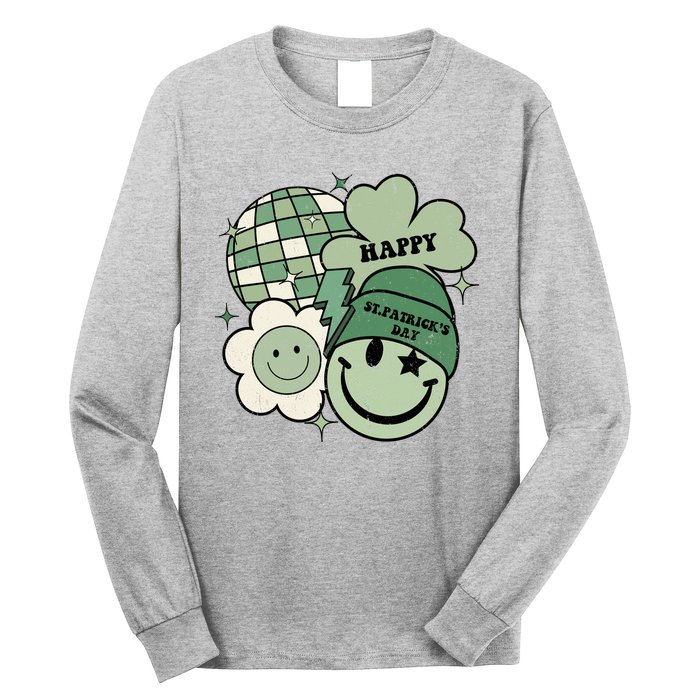 St Patricks Day Retro Smile Disco Party Long Sleeve Shirt