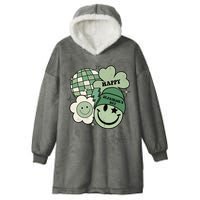 St Patricks Day Retro Smile Disco Party Hooded Wearable Blanket