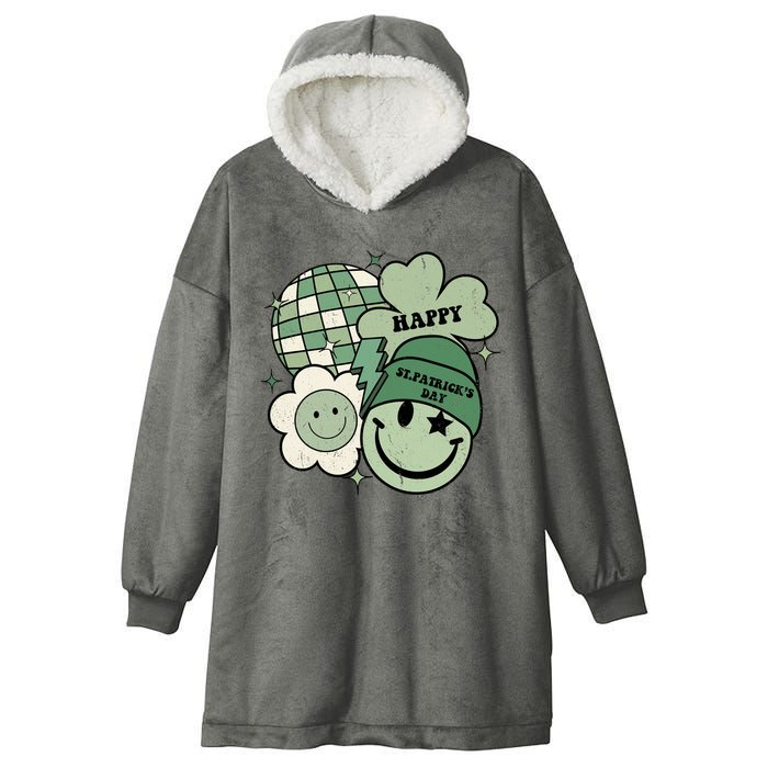 St Patricks Day Retro Smile Disco Party Hooded Wearable Blanket