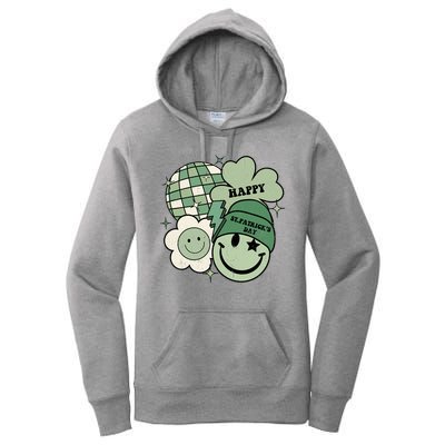 St Patricks Day Retro Smile Disco Party Women's Pullover Hoodie