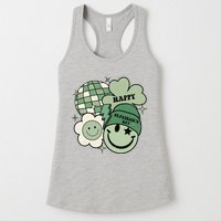 St Patricks Day Retro Smile Disco Party Womens Tank Top