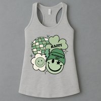St Patricks Day Retro Smile Disco Party Womens Tank Top