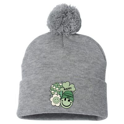 St Patricks Day Retro Smile Disco Party Pom Pom 12in Knit Beanie