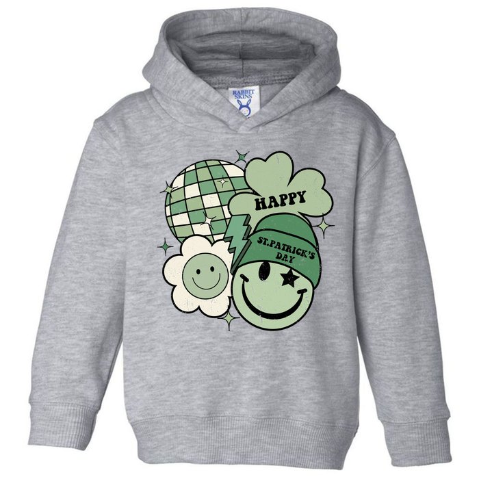 St Patricks Day Retro Smile Disco Party Toddler Hoodie