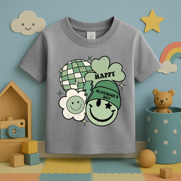 St Patricks Day Retro Smile Disco Party Toddler T-Shirt