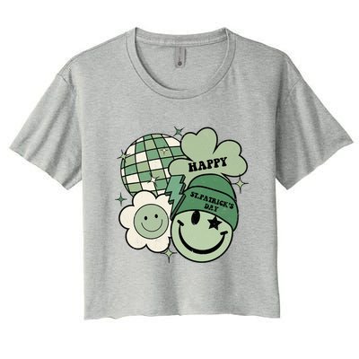 St Patricks Day Retro Smile Disco Party Crop Top
