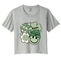 St Patricks Day Retro Smile Disco Party Crop Top