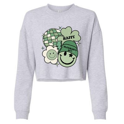 St Patricks Day Retro Smile Disco Party Cropped Pullover Crew