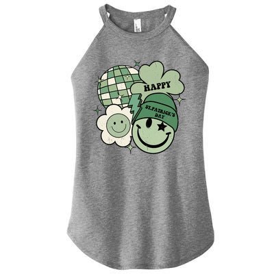 St Patricks Day Retro Smile Disco Party Women's Perfect Tri Rocker Tank