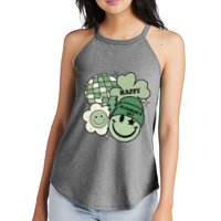 St Patricks Day Retro Smile Disco Party Women's Perfect Tri Rocker Tank
