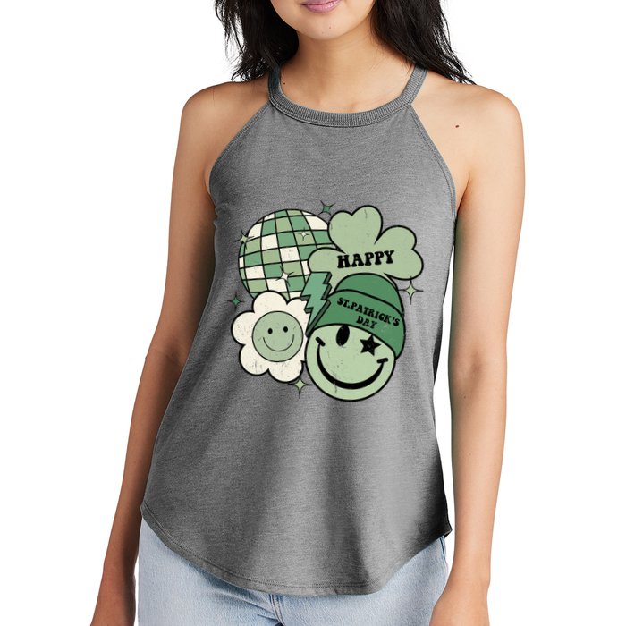 St Patricks Day Retro Smile Disco Party Women's Perfect Tri Rocker Tank