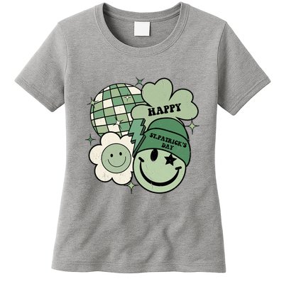 St Patricks Day Retro Smile Disco Party Womens T-Shirt