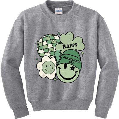St Patricks Day Retro Smile Disco Party Kids Sweatshirt