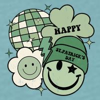 St Patricks Day Retro Smile Disco Party Sueded Cloud Jersey T-Shirt