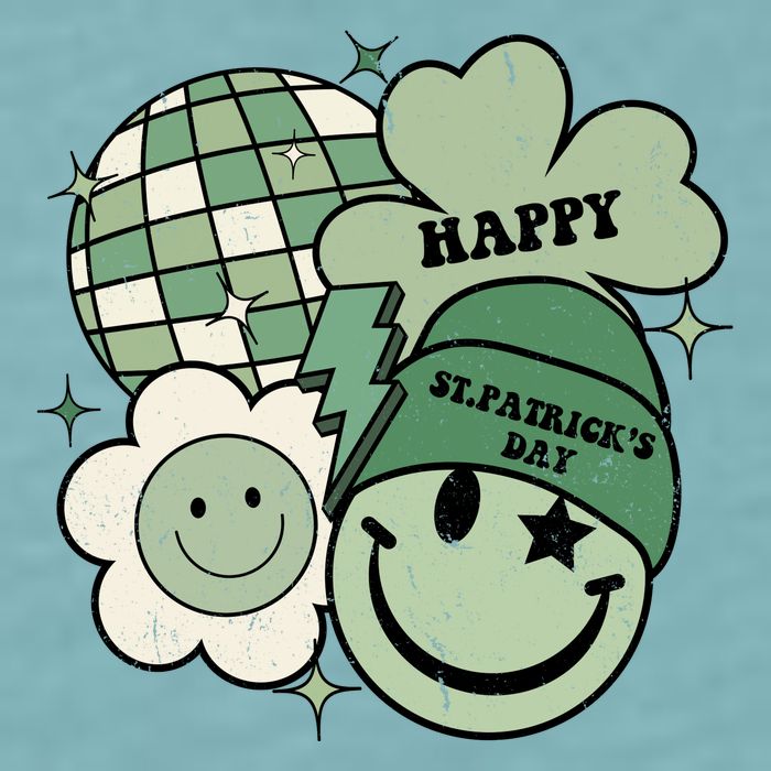 St Patricks Day Retro Smile Disco Party Sueded Cloud Jersey T-Shirt