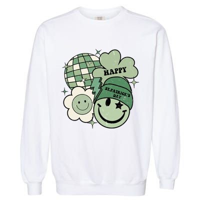 St Patricks Day Retro Smile Disco Party Garment-Dyed Sweatshirt