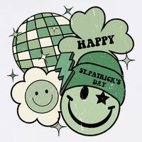 St Patricks Day Retro Smile Disco Party Garment-Dyed Sweatshirt