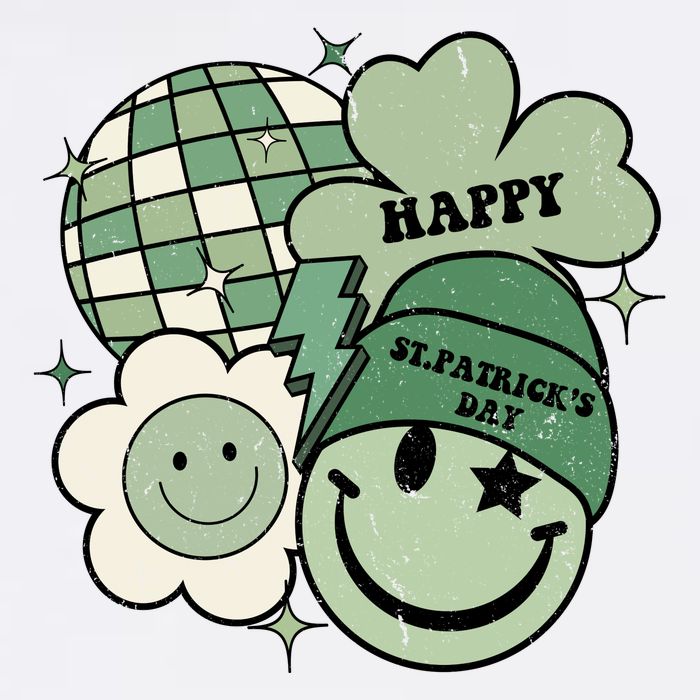 St Patricks Day Retro Smile Disco Party Garment-Dyed Sweatshirt