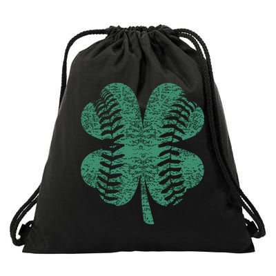 St. Patricks Day Baseball Four Leaf Clover Shamrock  Drawstring Bag