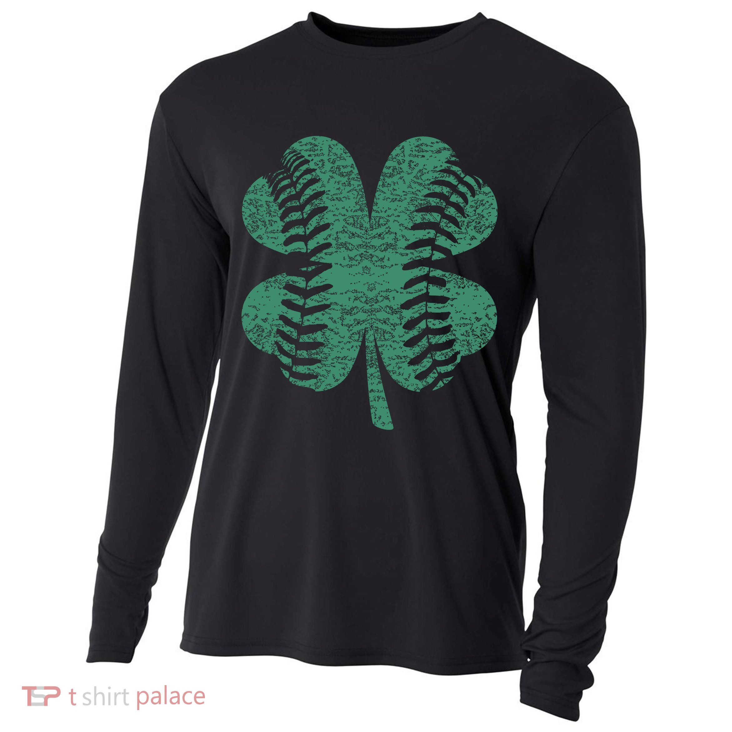 St. Patricks Day Baseball Four Leaf Clover Shamrock  Cooling Performance Long Sleeve Crew