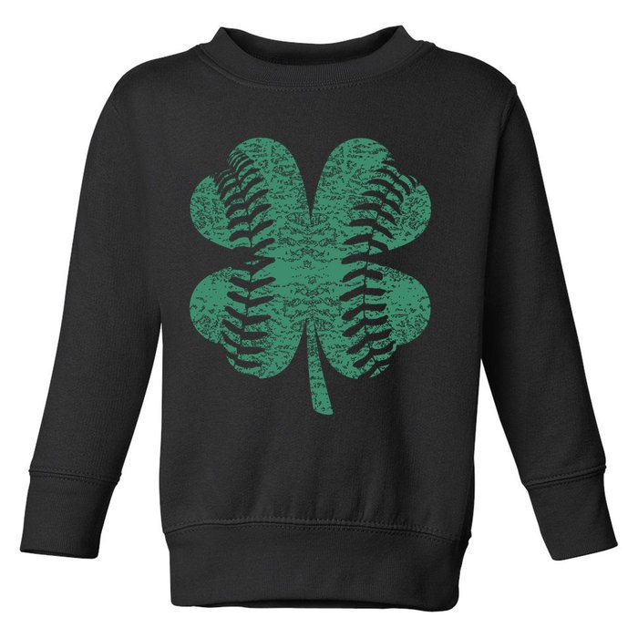 St. Patricks Day Baseball Four Leaf Clover Shamrock  Toddler Sweatshirt