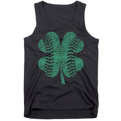St. Patricks Day Baseball Four Leaf Clover Shamrock  Tank Top