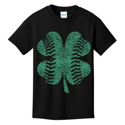 St. Patricks Day Baseball Four Leaf Clover Shamrock  Kids T-Shirt