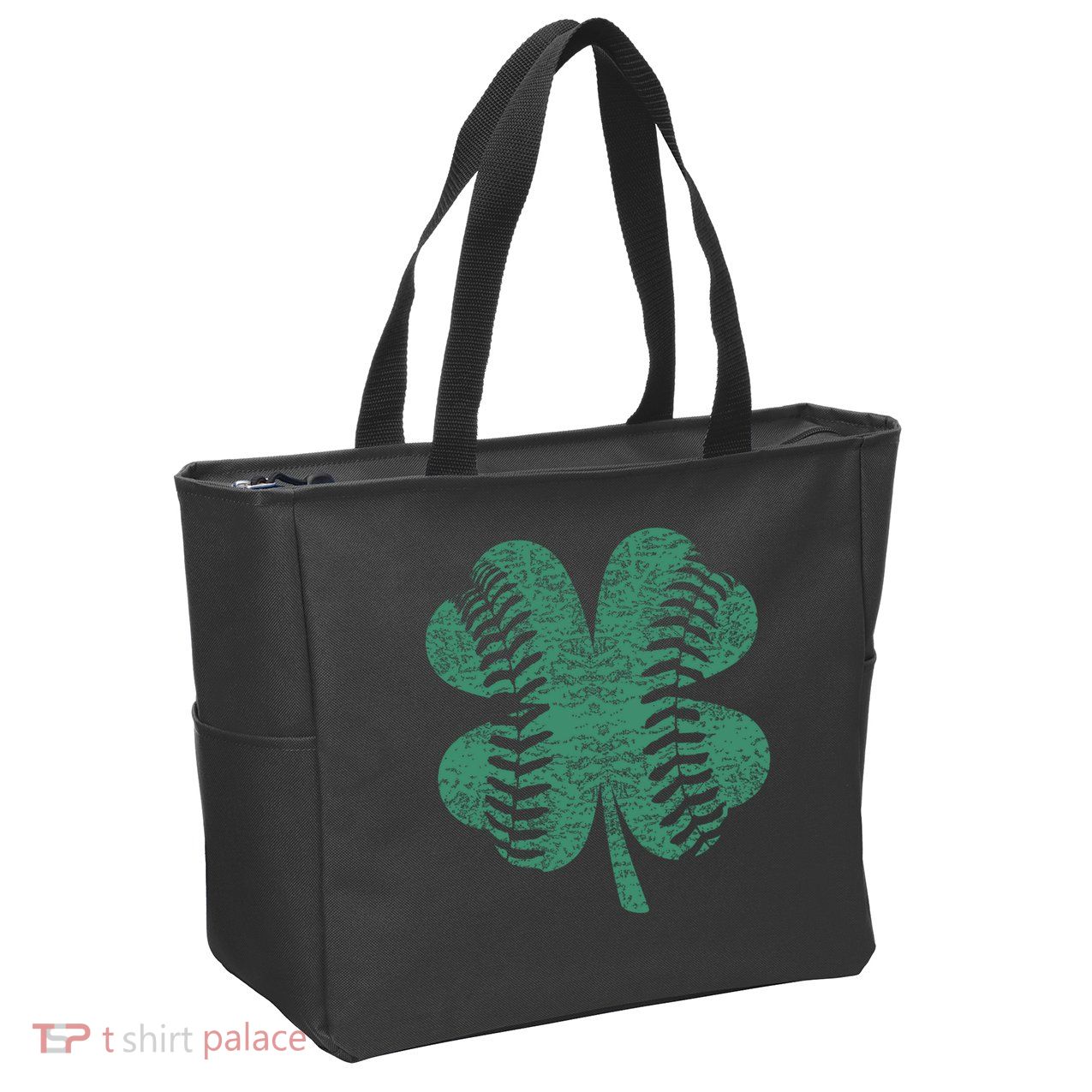 St. Patricks Day Baseball Four Leaf Clover Shamrock  Zip Tote Bag