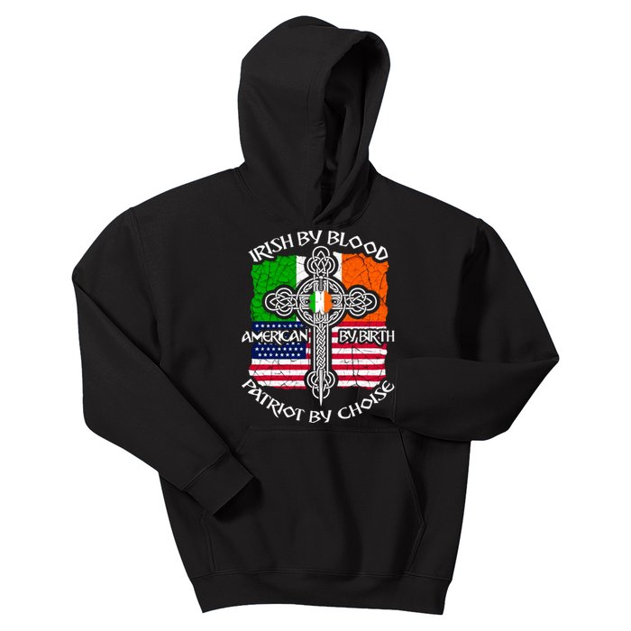 St Patricks Day Irish By Blood American By Birth Kids Hoodie